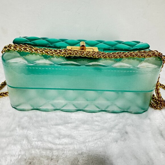 Caleesa Y2K Quilted Ombre Green Jelly Crossbody/Shoulder Small Purse/Handbag Gol - Picture 8 of 16